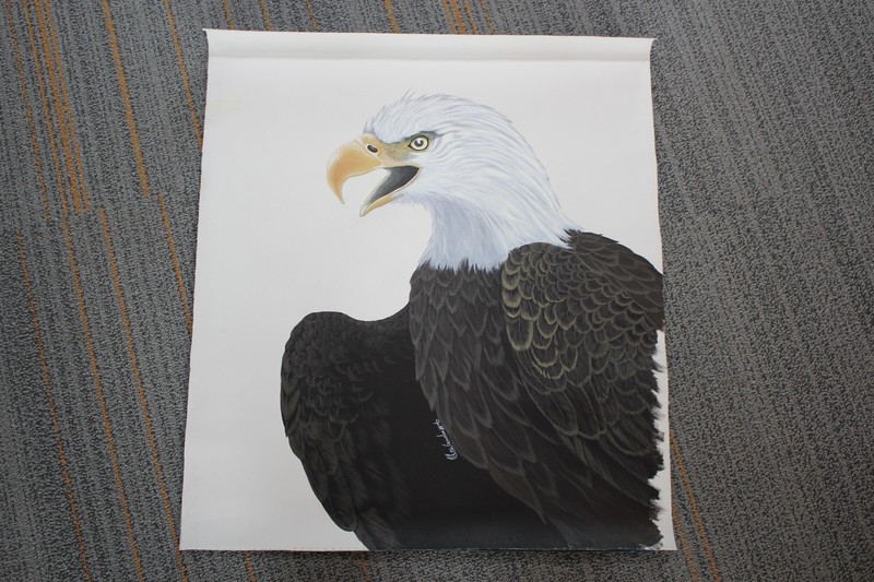 1990 Jeff Monias 21-3/4x25-1/4 in. untitled Eagle original acrylic on canvas gallery
