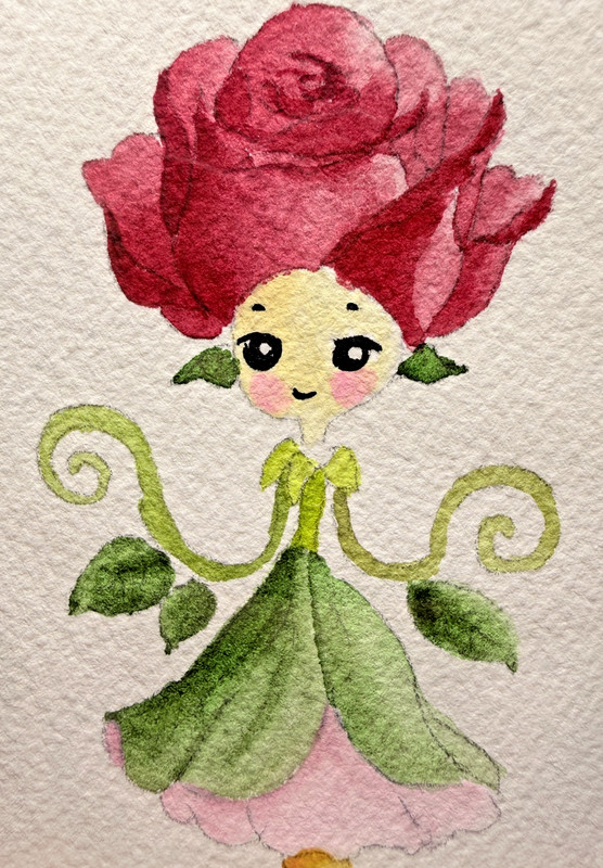 ACEO Original OOAK Signed (Not a Print) «Rosie» Nature Rose Hybrid Cute Art Card