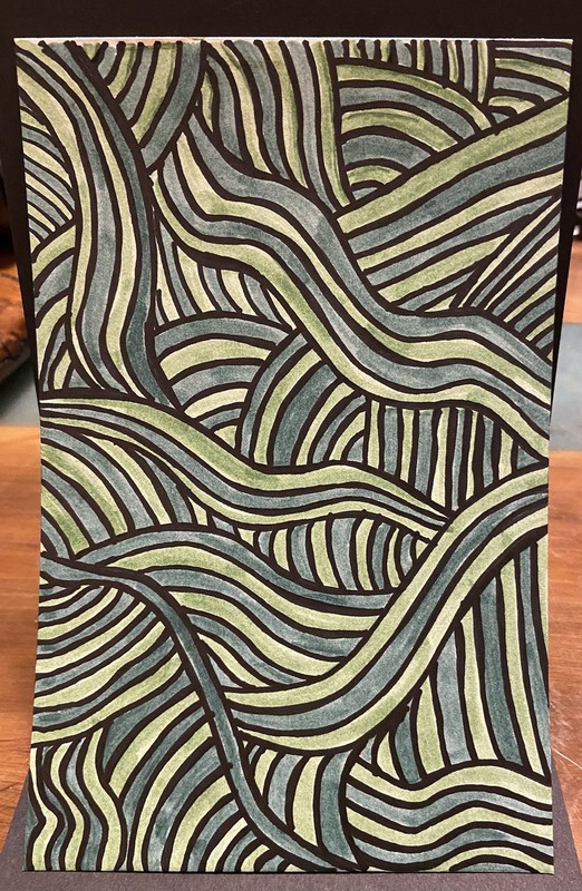 Abstract Green On Green Acrylic Markers OOAK Art Signed Unframed 5.5×8.5