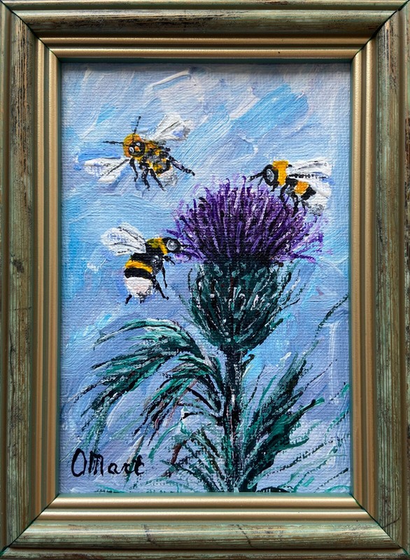 Original Painting Bumblebee Painting Honey Bee Impasto Oil Painting