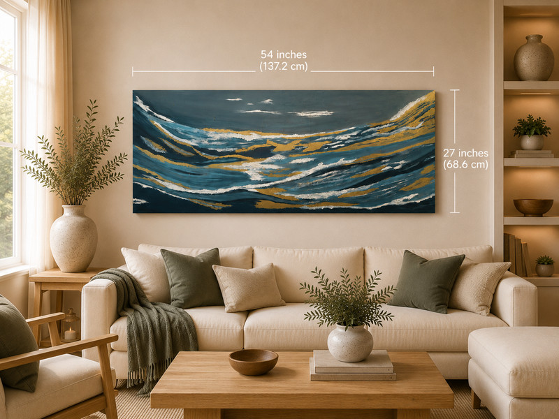 Abstract Sea Waves acrylic and texture painting on canvas