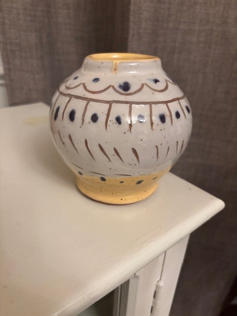 Hand Painted Studio Pottery Bud Vase Speckled Ceramic Small Vase