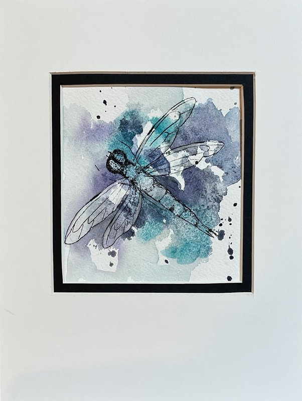 Dragonfly Watercolor And Ink Original Painting gallery