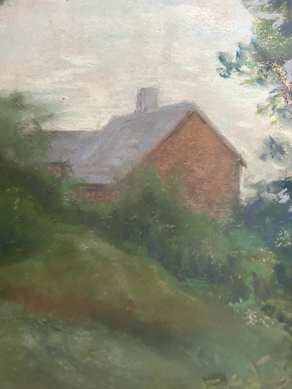 F. Norton Robinson c19 gouache on paper country house Signed 17” x 23” gallery