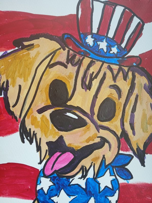 Abstract/Expressionism 11x14 Patriotic Pup Colorful Street Art Painting gallery