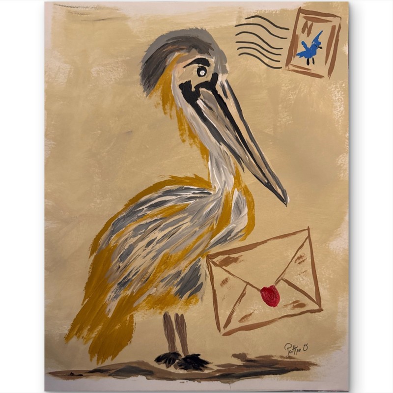 Special Delivery Original Acrylic 11x14 Pelican Mail Wall Art Signed Coastal gallery