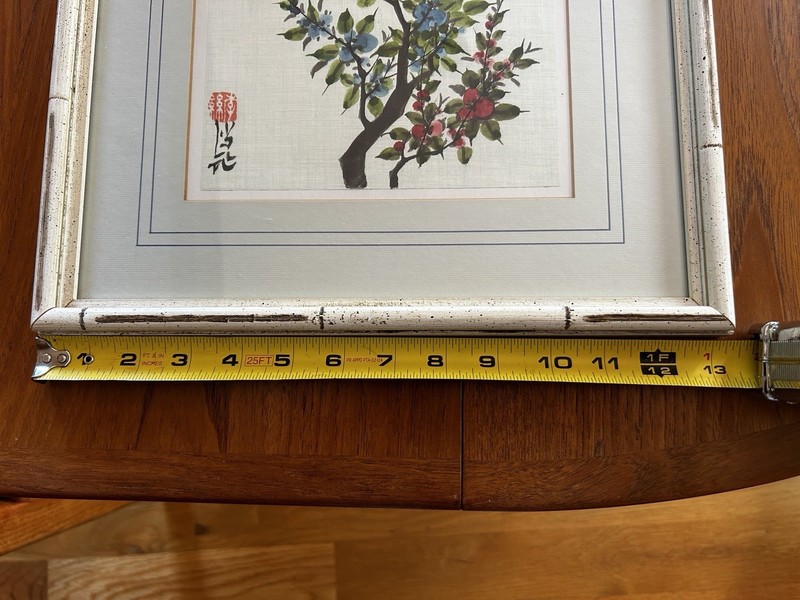 Johnson Lee Floral and Butterfly Watercolor Painting, 13”x16” Faux Bamboo Frame gallery