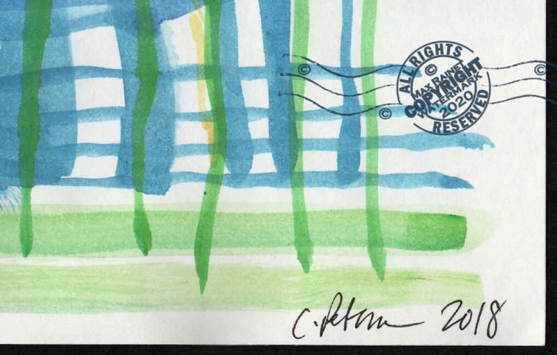 Wind 2018 C Peterson ** Abstract ** Watercolor Painting sun trees grass design gallery