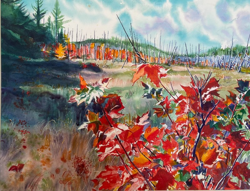 Golden Road Fall – Watercolor