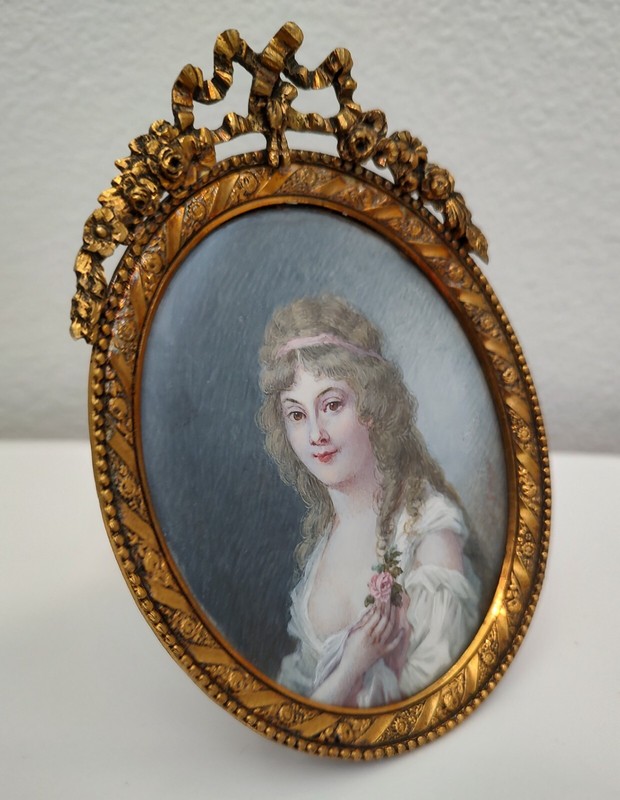 19th Century Signed Portrait Miniature of Madame Roland (1754-1793) gallery