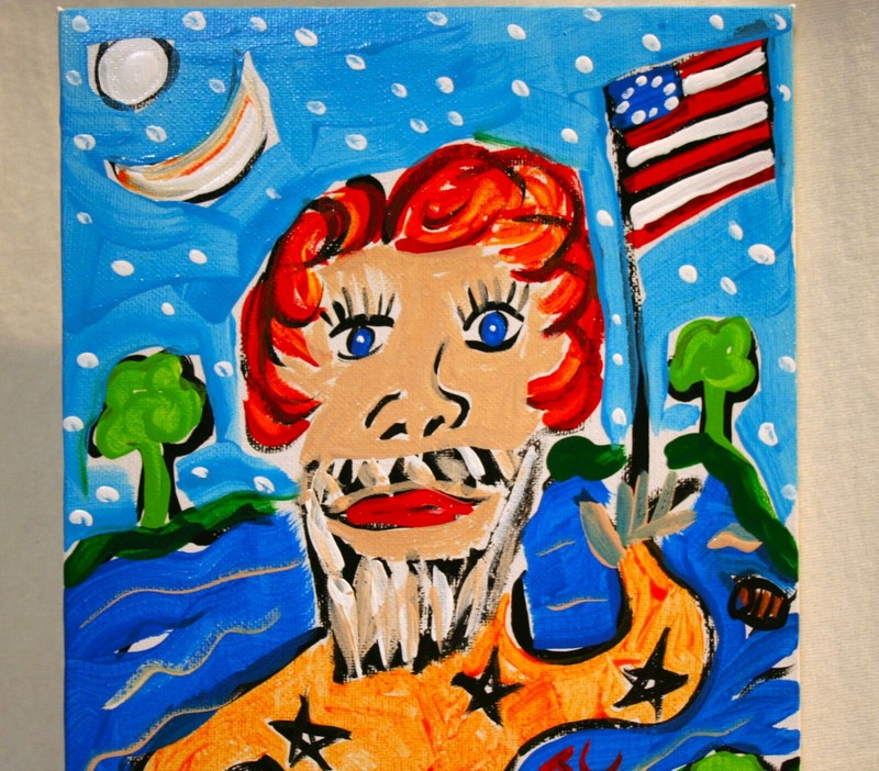 BEARDED LADY CIRCUS CARNIVAL FREAK SIDE SHOW Jr CHARLIE FAST POLITICAL FOLK ART gallery