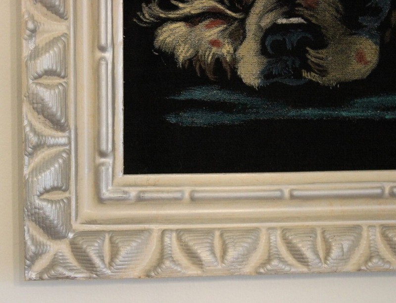 Vintage Black Velvet Painting Two Spaniel Dogs 15.5" x 20" Framed Retro Wall Art gallery