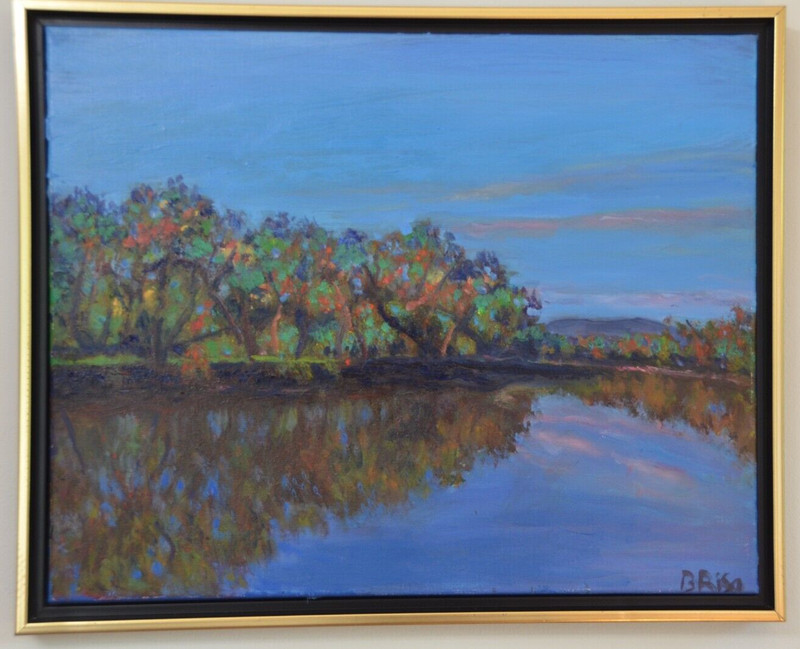 Beth Riso Original Fine Art Oil Painting – Wallkill River, New Paltz, New York