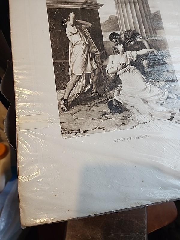 Antique Art Print from 1800's, paper, Original etching print, Death Of Virginia gallery