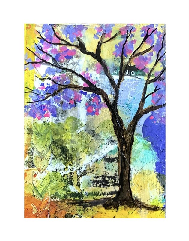 ACEO Painting Original By Kenna Tree In Acrylics 2.5” X 3.5” Signed ÀTC