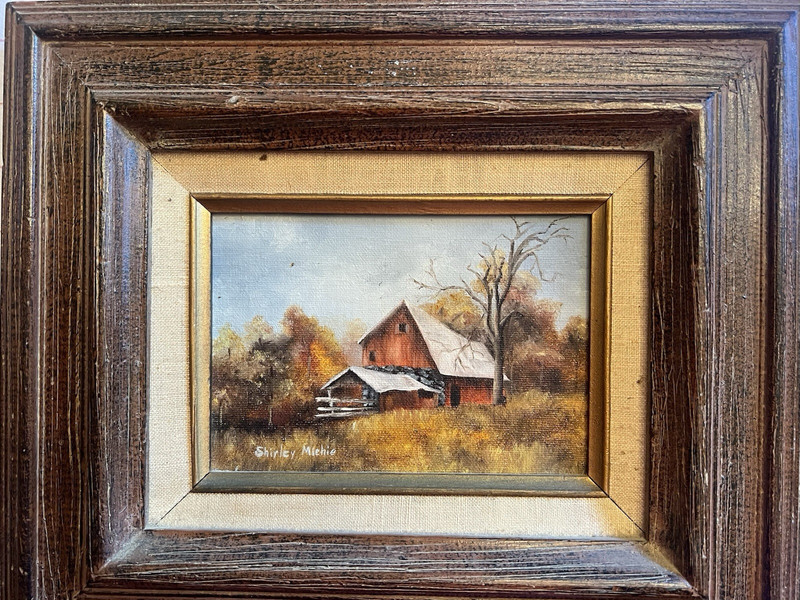 Shirley Michie Signed Original Realism Barn Landscape Canvas Painting, Framed
