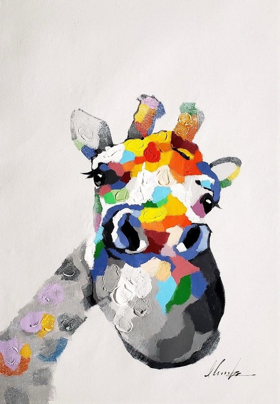 Giraffe – #1, 24×36 Hand painted on Giclee Canvas
