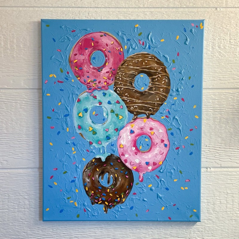 Donuts wall art 18х14” original painting for kitchen