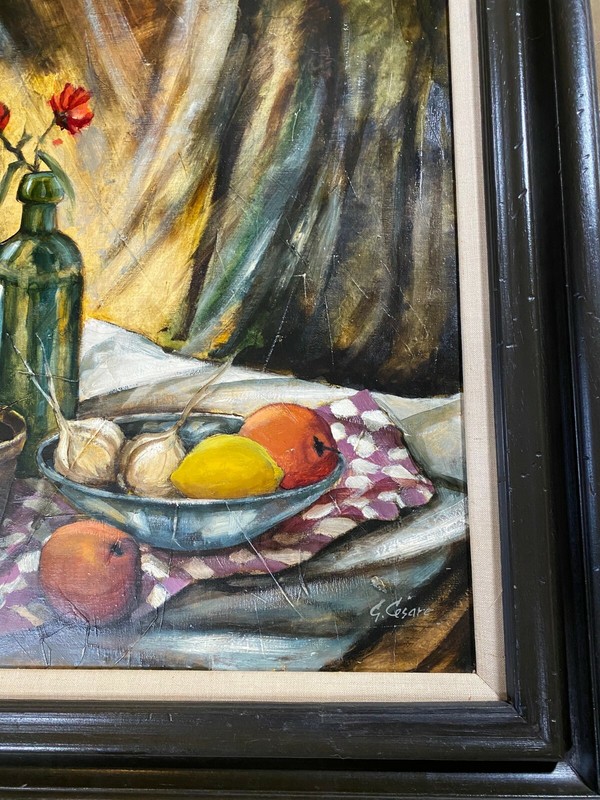 Large G Cesare "Still Life Scene" Oil Painting - Signed And Framed gallery