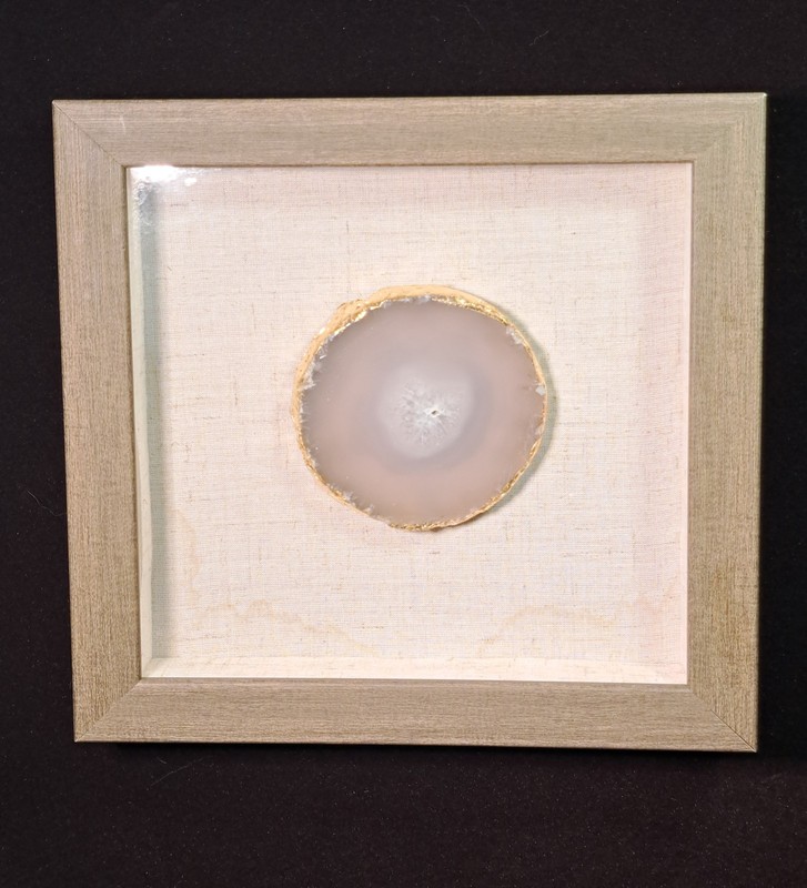 Agate Slice Stone Wall Art Shadow Box Distressed Wood Frame 8×8″ Square
