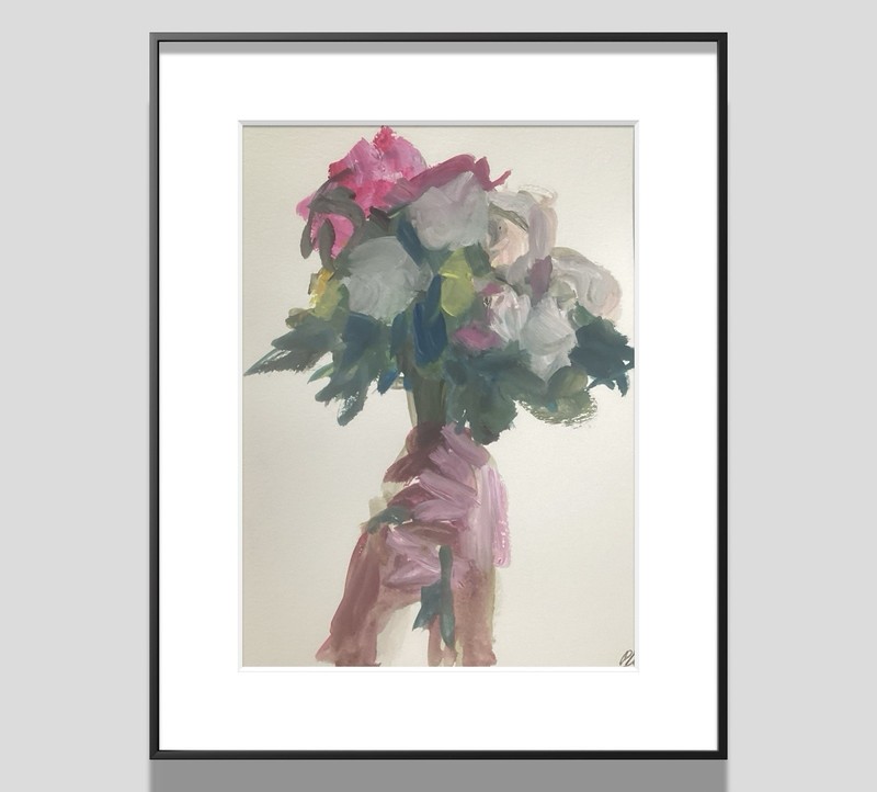 PDQ Artist Original Paintings Hands Flowers Abstract Realist Acrylic 9×12 Paper