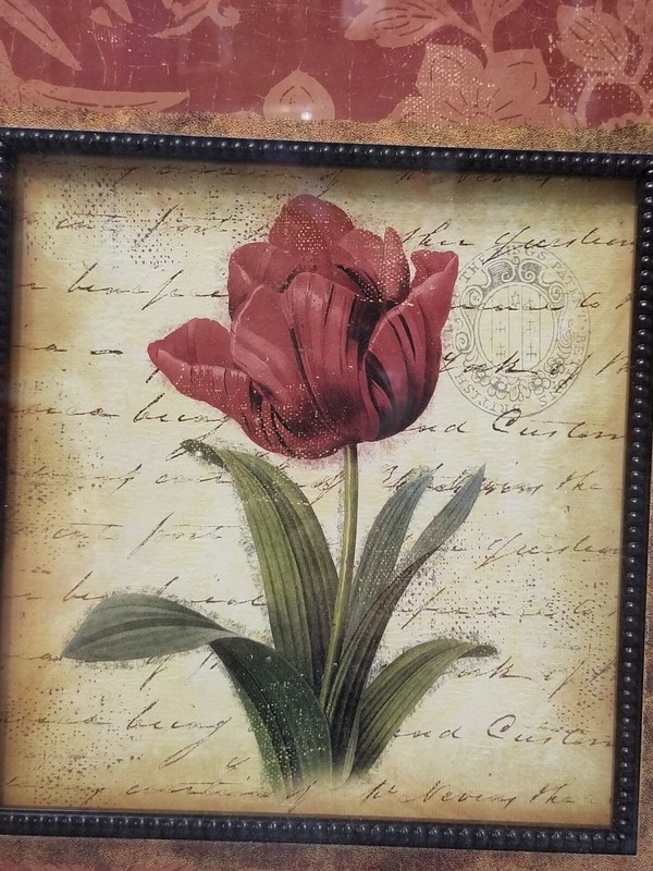 ELIZABETH BROWND ART WORK BEAUTIFUL ROSE W/ GENUINE IRISWOOD BLOCK FRAME 16 X 16 gallery