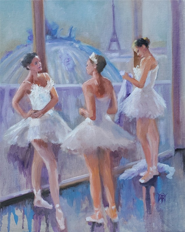 YARY DLUHOS Ballet Dance Music Ballerina Figure Woman Original Art Oil Painting