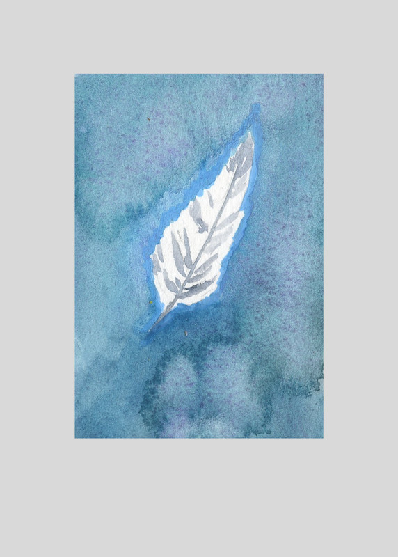 ACEO Art Trading Card Hope Floats Feather OOAK Original Painting Acrylic Marker gallery