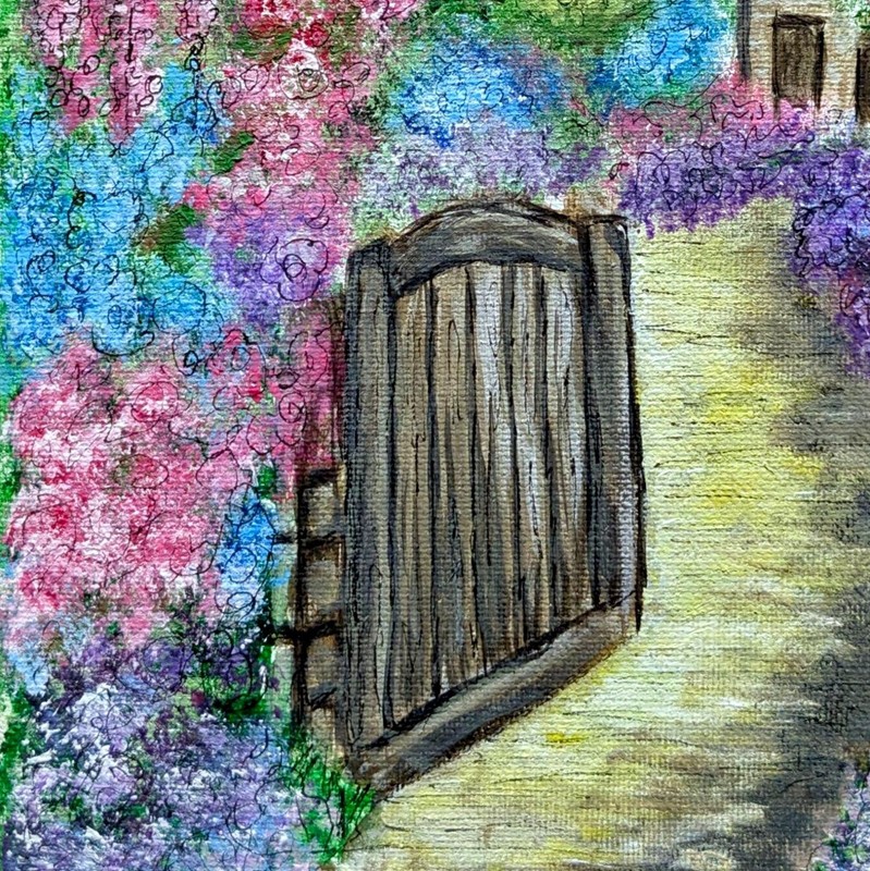 Original Hand Painted 8x10 Impressionist Garden Acrylic Canvas Soft Pastel Art gallery