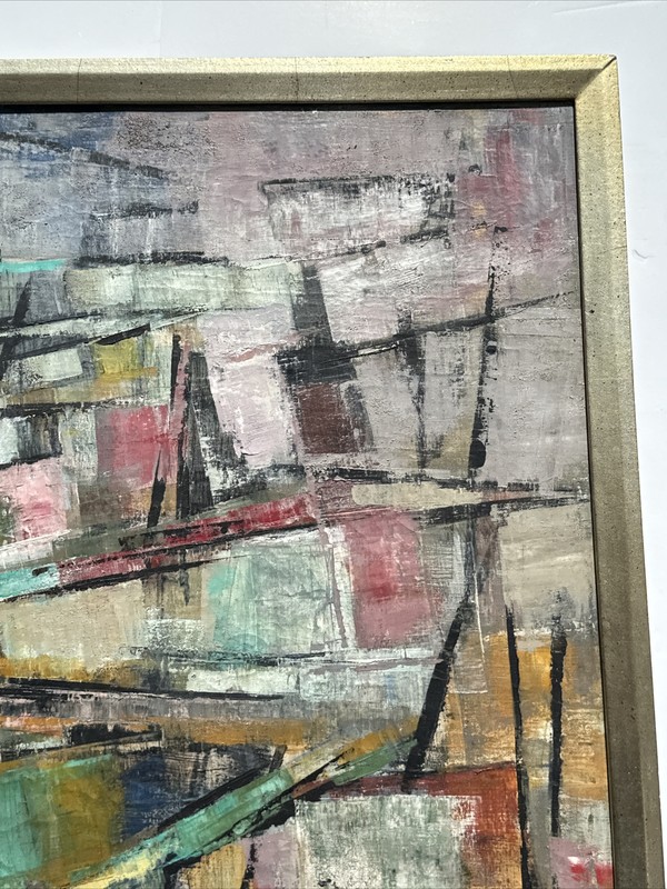 MID CENTURY ABSTRACT PAINTING CUBISM FRENCH PIERRE MANTRA LISTED EXPRESSIONISM gallery
