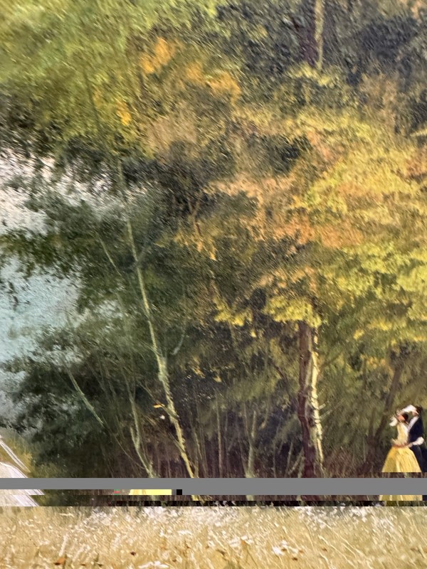 Impressionist Landscape Painting~Bridal Party In Daisy Field w/Heavy Frame~18x24 gallery