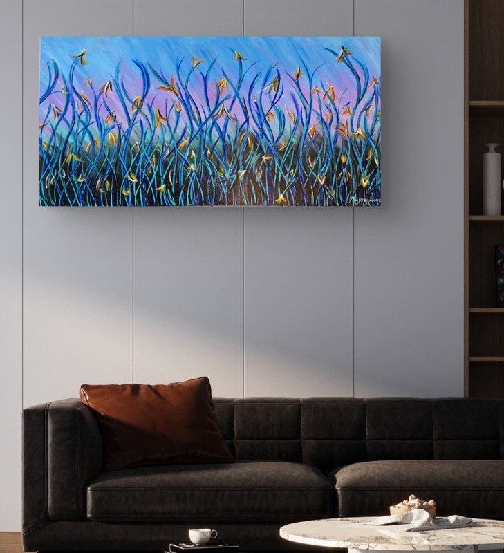 "Alluring", Original 24x48 Large Colorful Modern Tall Bluegrass-Expressionist gallery
