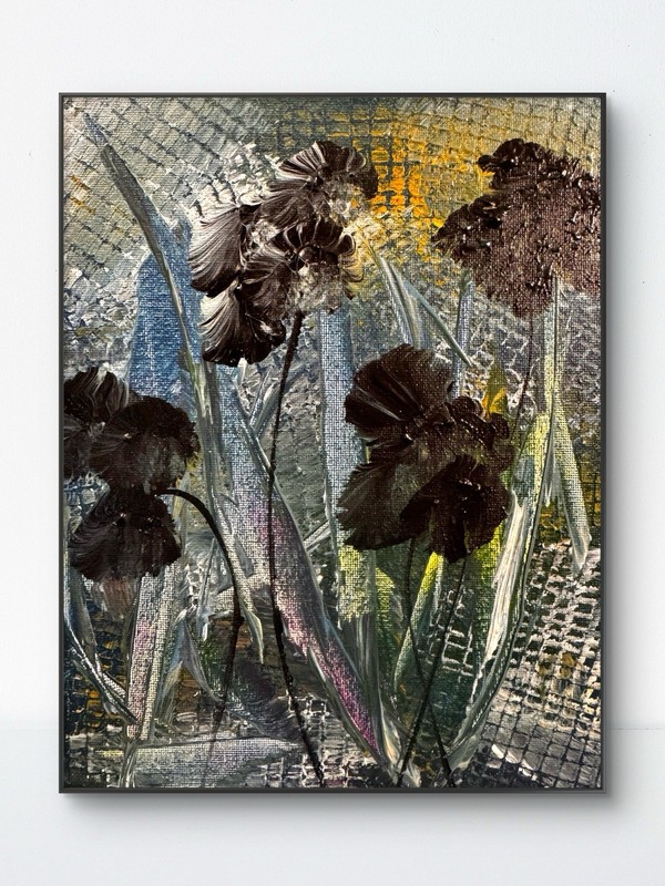 SAMATOWIC Black Flowers 8×10 Abstract Expressionism Original Fine Wall Art 267