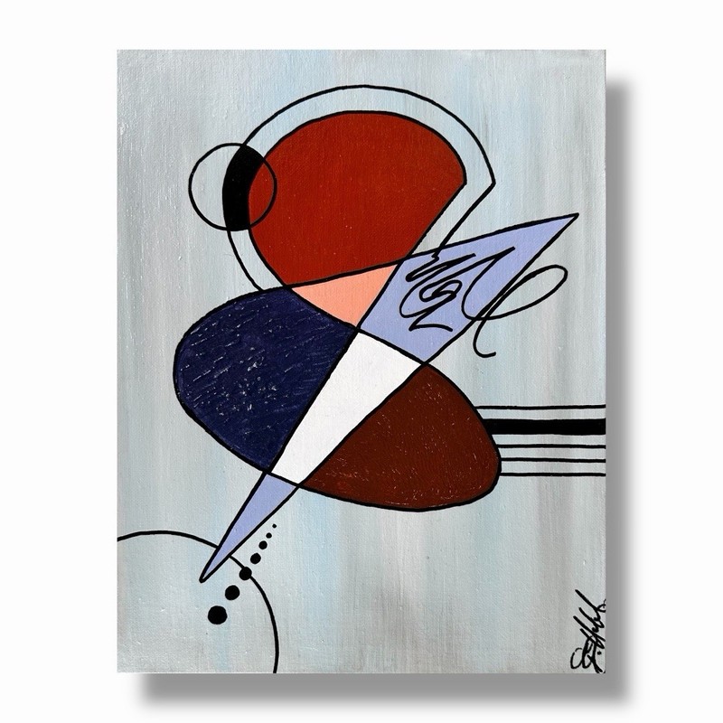 Geometric Abstract Acrylic 040 – Canvas Board, Framable 11×14 ArtbyB.Hoff