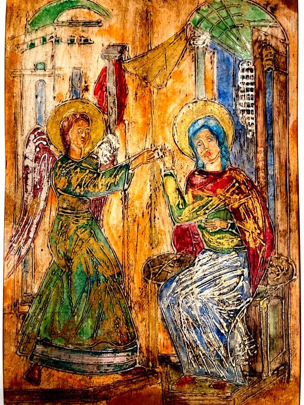 2021 ANNUNCIATION Miniature Christian ART Painting- Icon RUSSIAN ARMENIAN Kevork