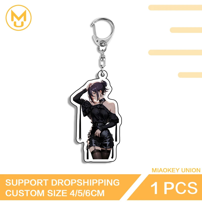 Reze Pretty Girl Waifu Anime Double sided Keyring Acrylic Material Anime Props