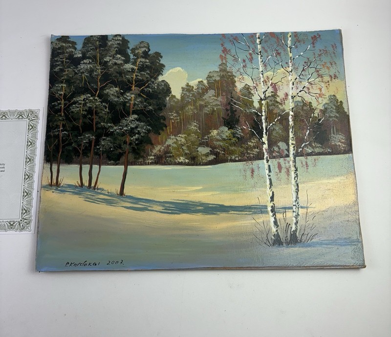 Petras Kardokas Signed Oil Painting 2007 “March” Large Winter Scene w/ COA