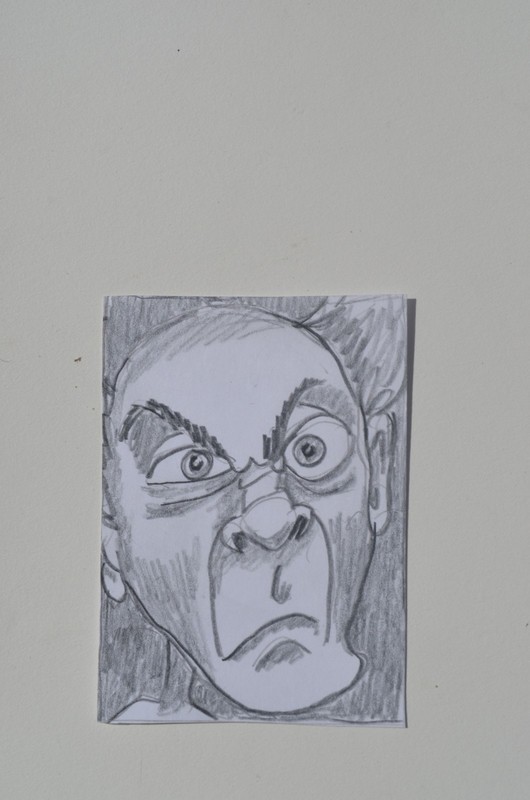 ACEO Original Pencil Drawing Funny Face Man Original Art not a print