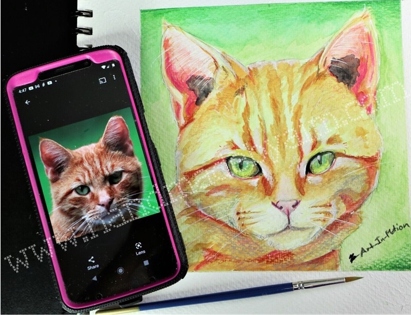Custom Mixed Media Pet Portraits From Your Photo 7"x7" Commission Gift Dog/Cat gallery