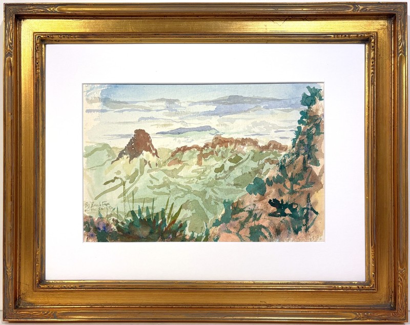 EARL STALEY 20th c. American Texas Artist Watercolor SOUTH RIM BIG BEND TEXAS