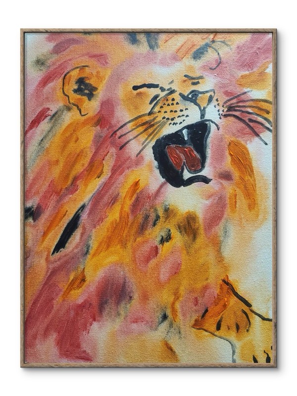 Abstract LionModern Original Art 14X11 Canvas Acrylic