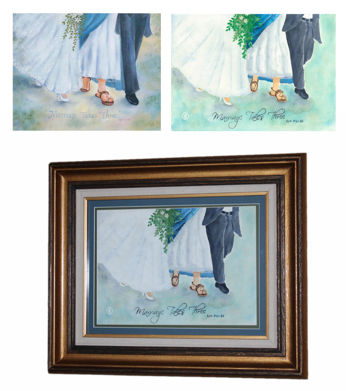Custom Personalize Watercolor Painting Framed Artwork INSTRUCTION IN DESCRIPTION