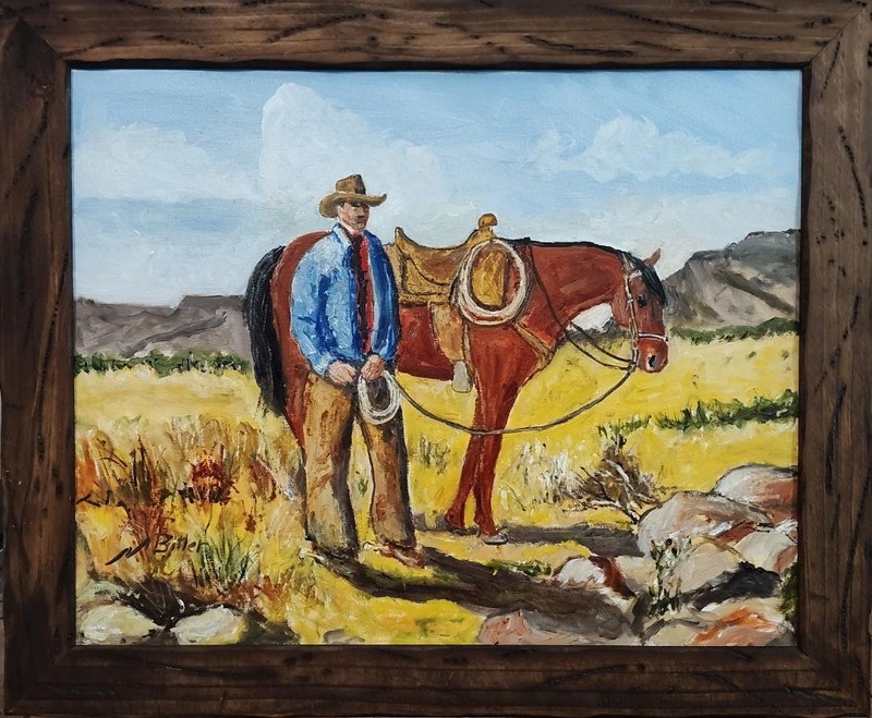 Original Western Oil Painting «Restin’ Us Both» by Marc Bitler