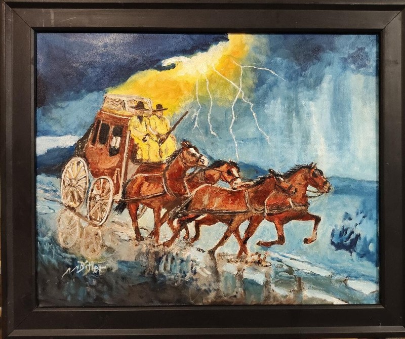 Original Western Oil Painting «Makin’ the Best of the Day» by Marc Bitler