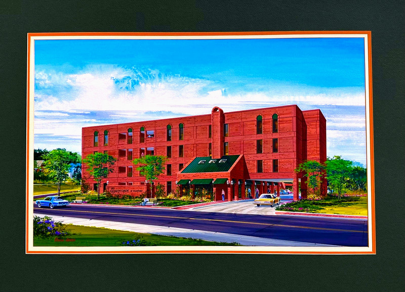 HUGH GREER Original Architectural Watercolor Rendering of The Q Hotel, Kansas MO gallery