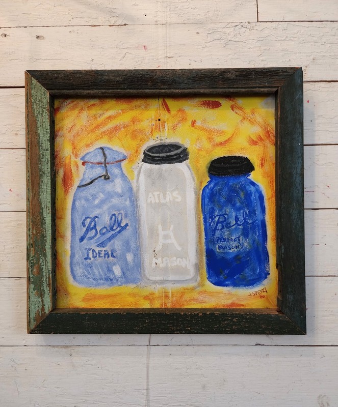 John Sperry Southern Primitive Folk Art Painting My Early Works «Mason Jars»