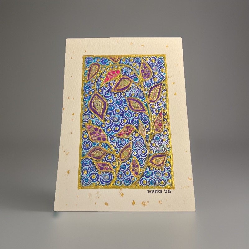 Original Hand Painted Floral 4x6 Mixed Media On 5x7 Cold Press Water Color Paper