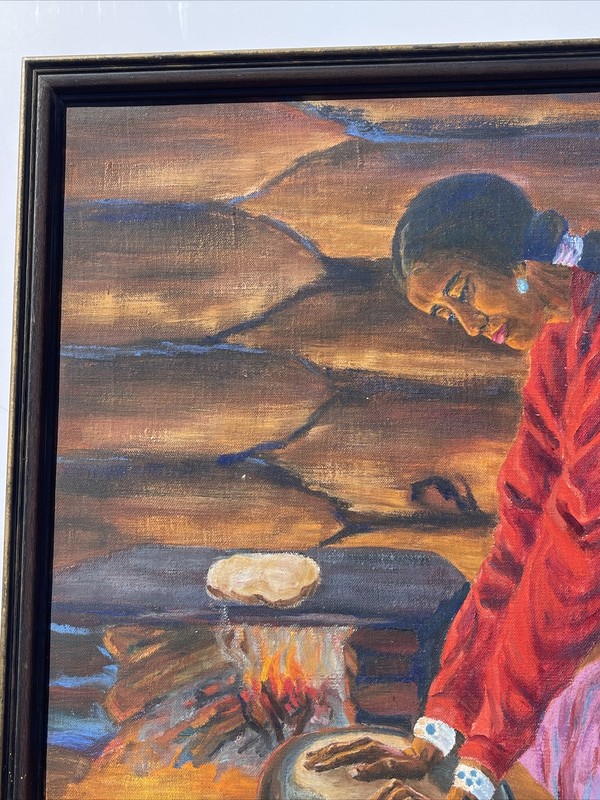 ANTIQUE LANDSCAPE PAINTING AMERICAN NAVAJO WOMAN 1930'S INDIAN GARDNER PORTRAIT gallery