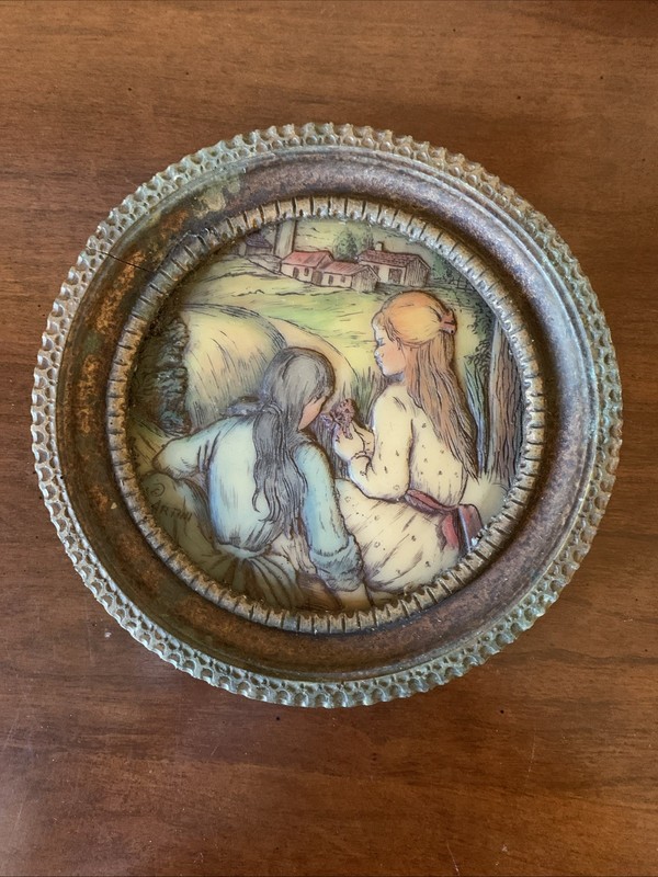 Vintage Artini Signed Sculptured Engraving 4 Dimensional Art Twin Etched Pair 8” gallery