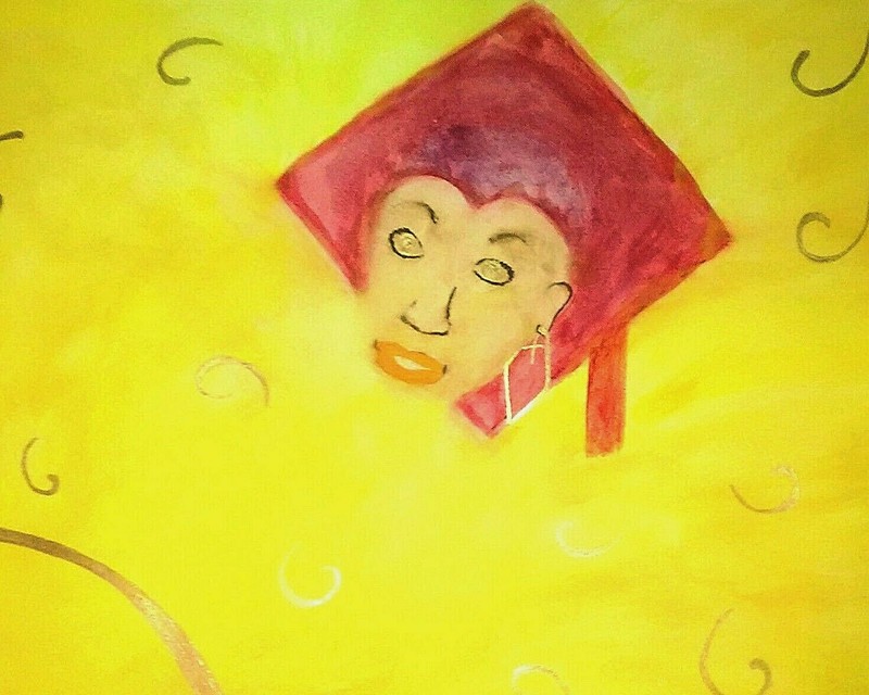 PAINTING, ‘GRADUATION DAY’,ORIGINAL, WATER COLOR & 14k GOLD PAINT-FREE SHIP!
